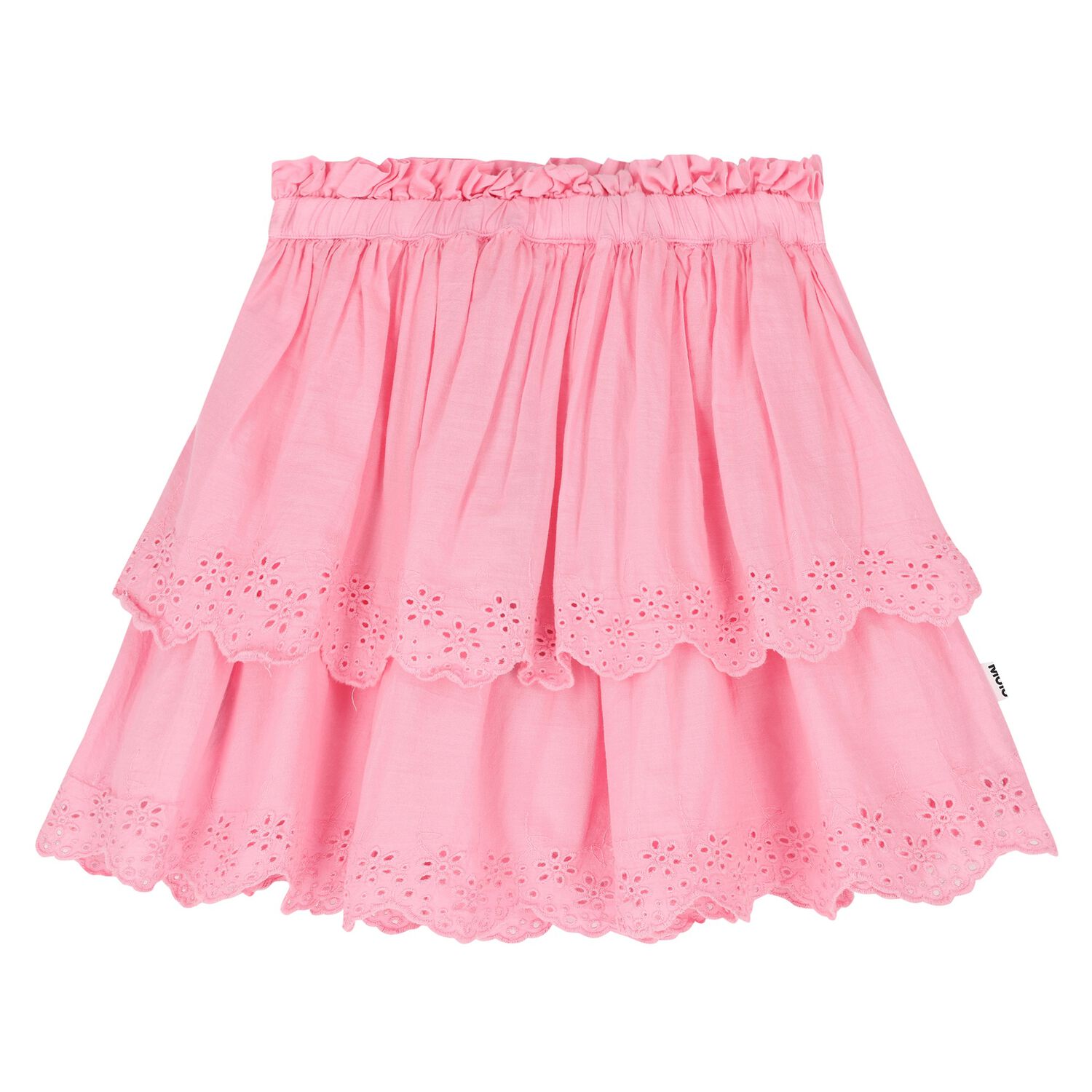 Girls Pink Broderie Anglaise Skirt, 2, hi-res