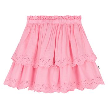 Girls Pink Broderie Anglaise Skirt