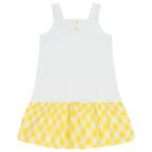 Girls Yellow & White Logo Dress, 1, hi-res