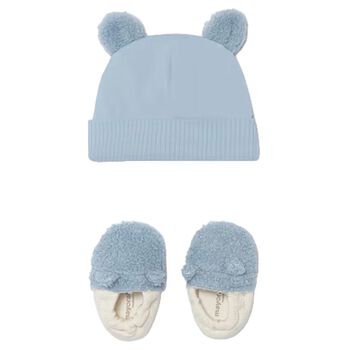 Baby Boys Blue & White Teddy Bear Gift Set
