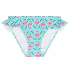 Girls Aqua Flamingo Print Bikini, 1, hi-res