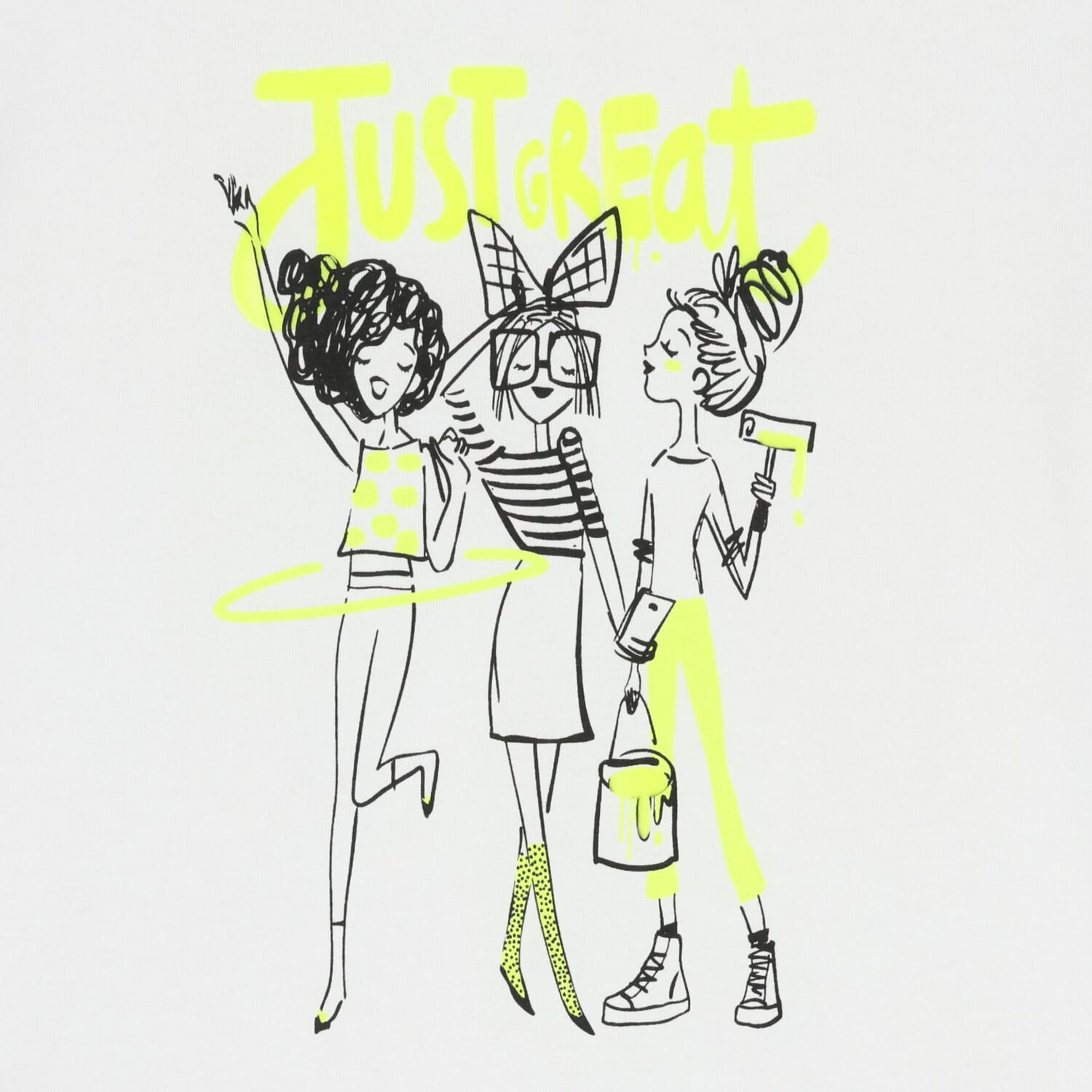 Girls White & Neon Green T-Shirt, 1, hi-res