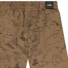 Boys Beige Compass Geo Map Shorts, 1, hi-res
