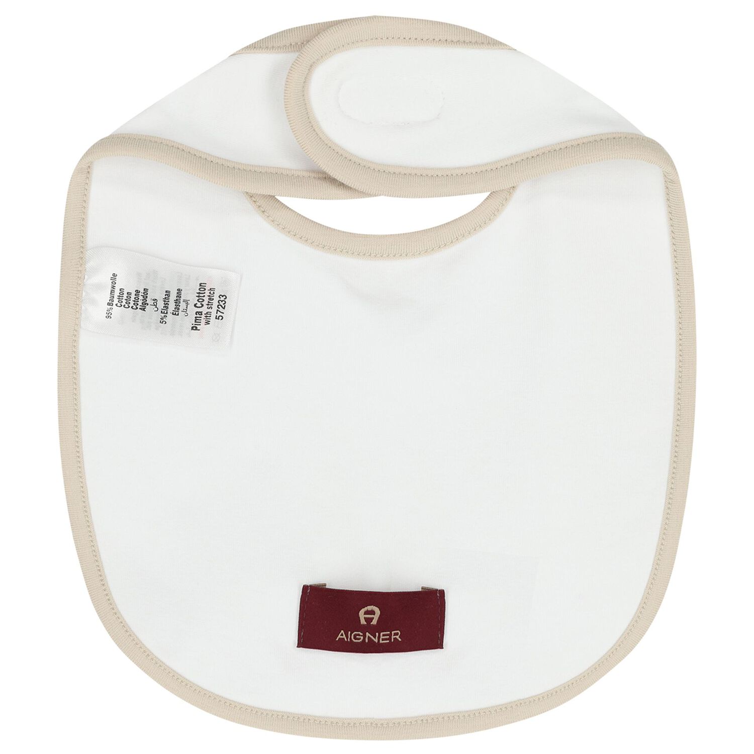 White & Beige Logo Baby Bib, 1, hi-res