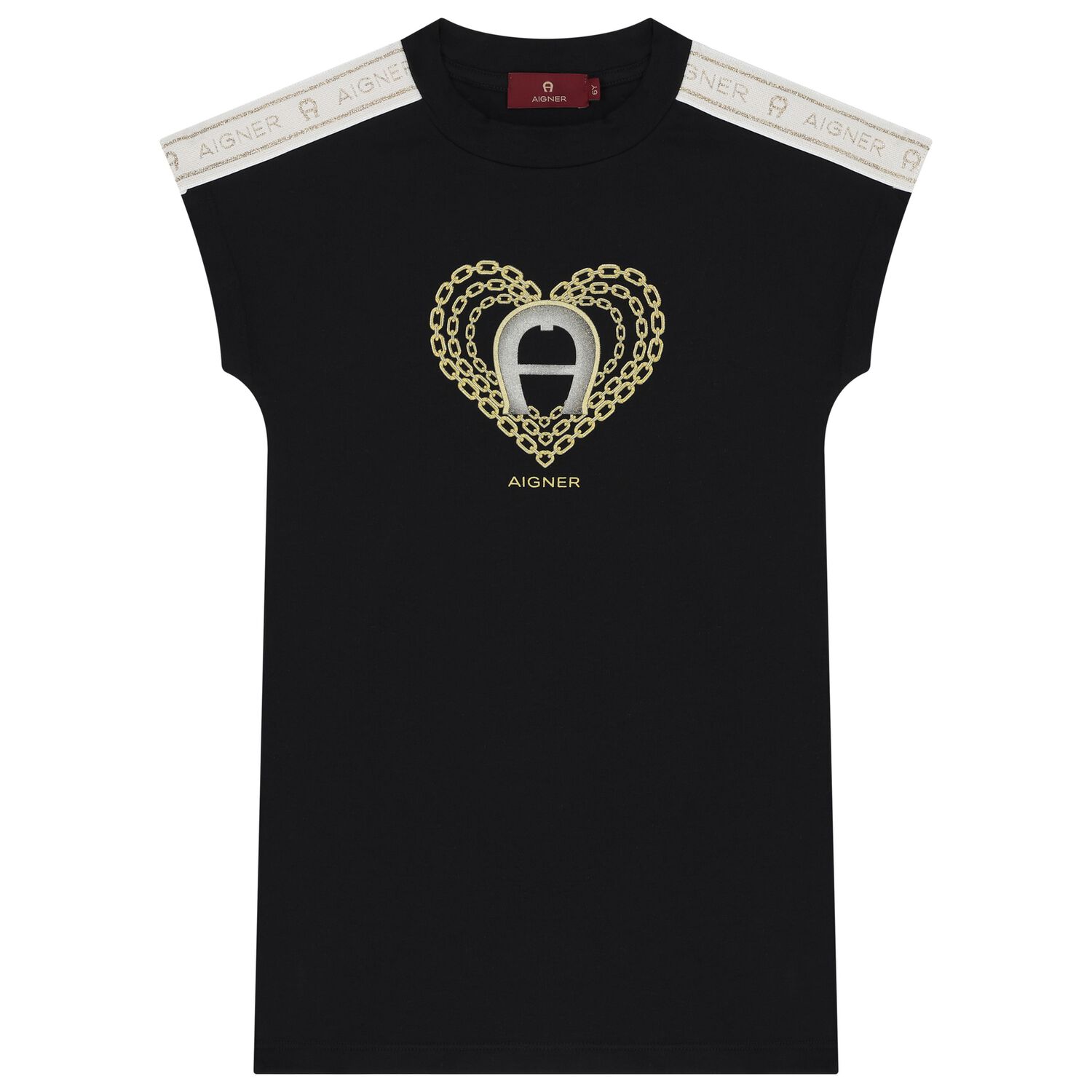 Girls Black Logo Heart Dress, 2, hi-res image number null