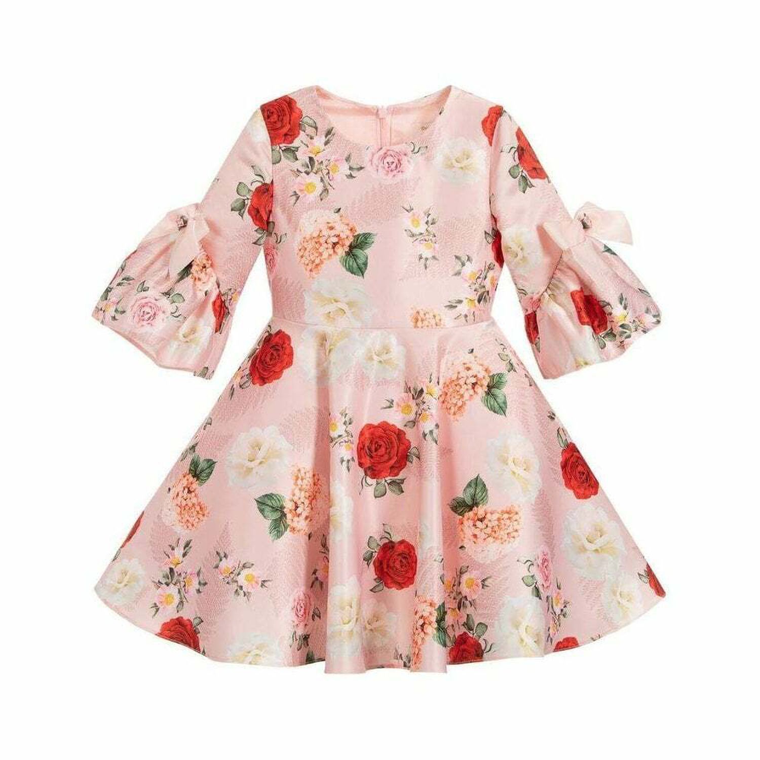 Girls Pink Satin Dress, 1, hi-res