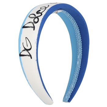 Girls White & Blue Logo Padded Headband