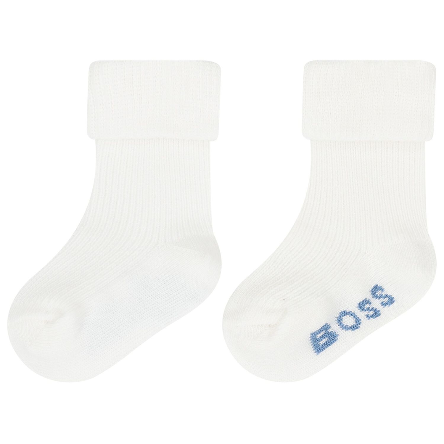 Baby Boys Blue & White Logo Socks ( 3-Pack ) , 2, hi-res