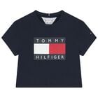 Girls Navy Blue Logo T-Shirt, 1, hi-res