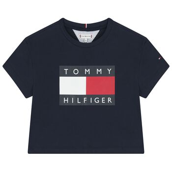 Girls Navy Blue Logo T-Shirt