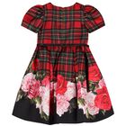 Girls Red Tartan & Roses Dress, 1, hi-res