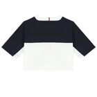 Girls White & Navy Blue Logo T-Shirt, 1, hi-res