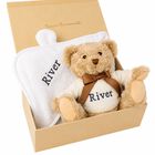 Ivory Personalised Teddy & Towel Baby Gift Set, 1, hi-res