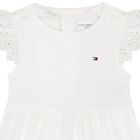 Younger Girls White Cotton Dress, 2, hi-res