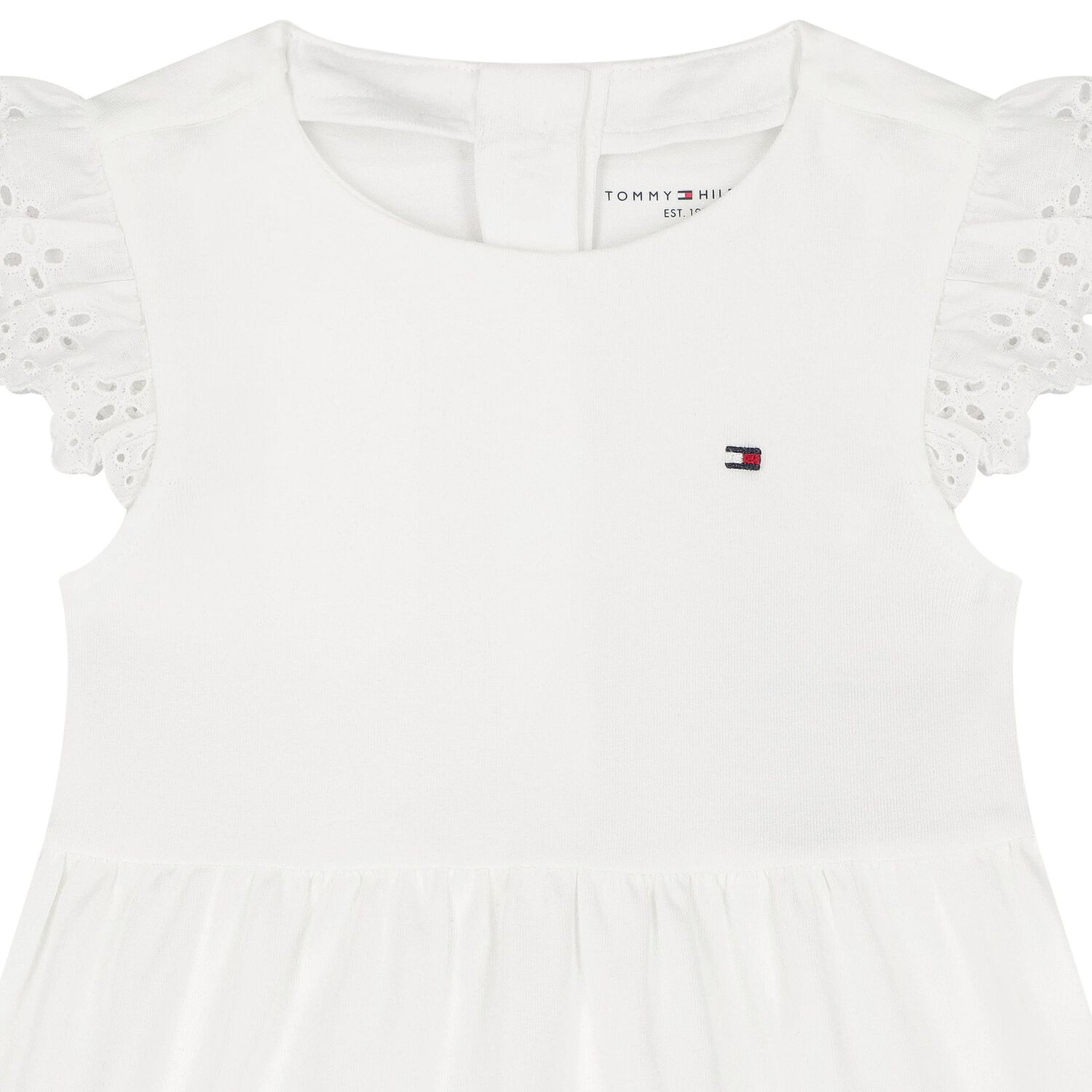 Younger Girls White Cotton Dress, 2, hi-res