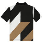 Boys Black, White & Beige Logo Polo Shirt, 1, hi-res