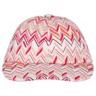 Girls White & Pink Zig Zag Cap, 1, hi-res