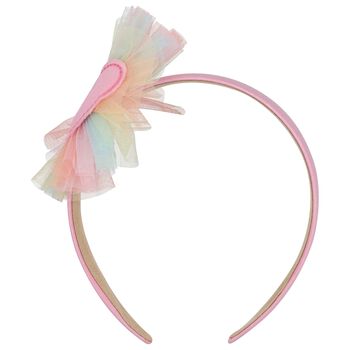 Girls Pink Heart & Tulle Applique Headband