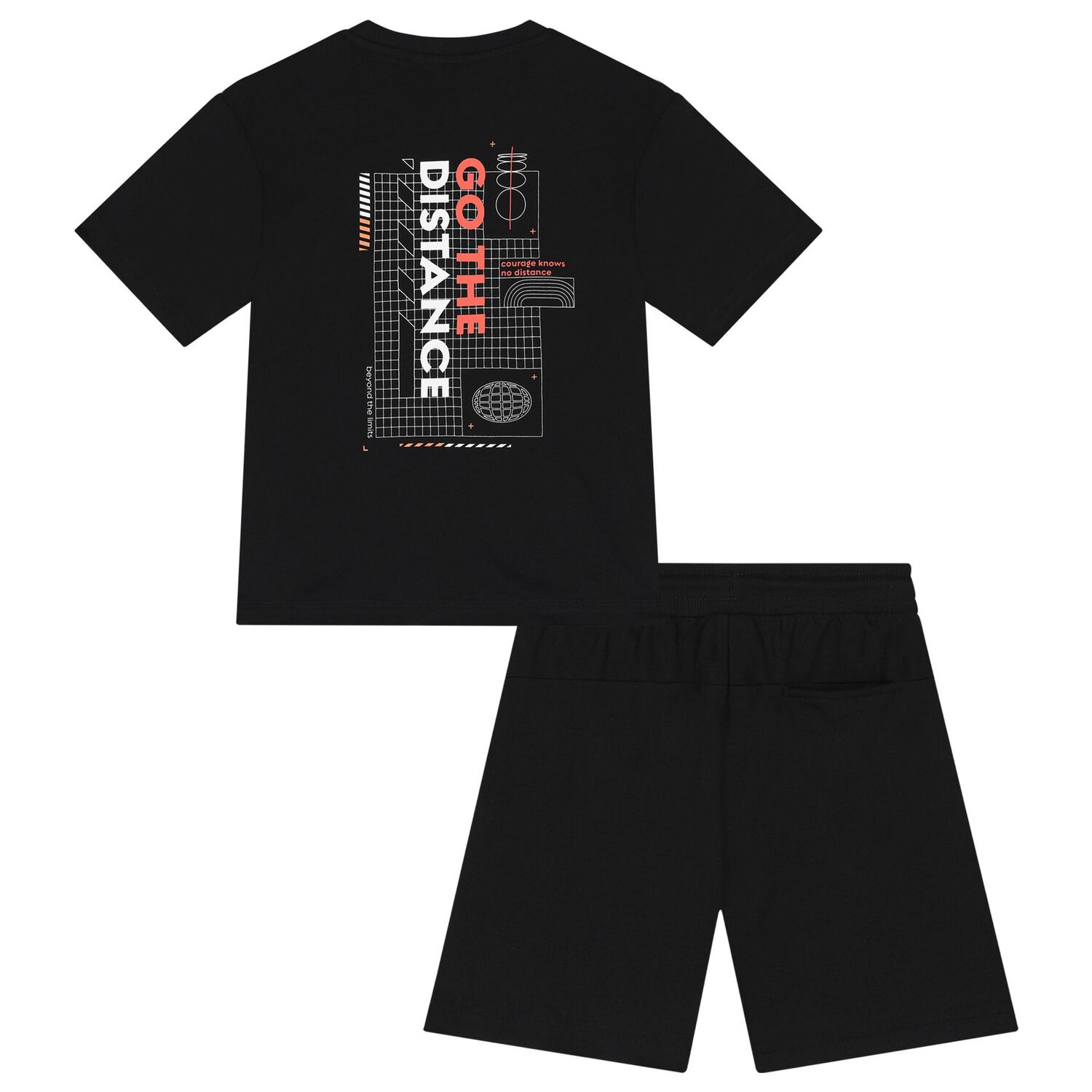 Boys Black Shorts Set, 1, hi-res