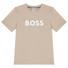 Boys Beige Logo T-Shirt, 1, hi-res