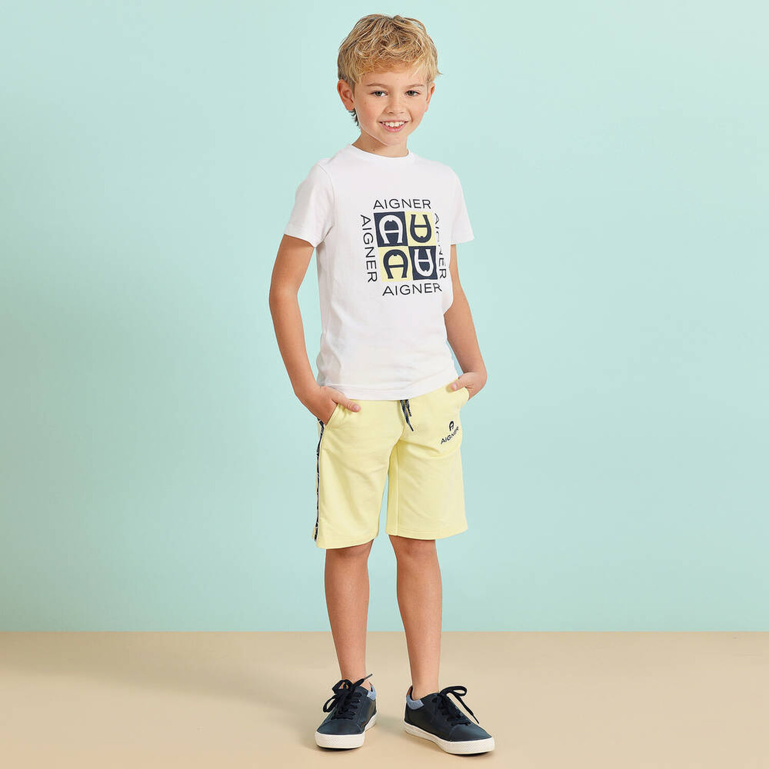 Younger Boys Yellow Logo Shorts, 2, hi-res image number null
