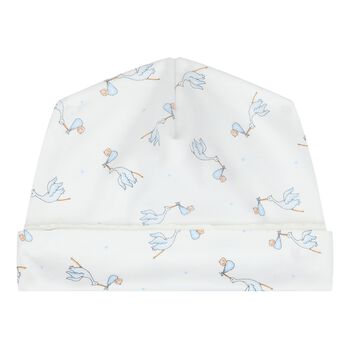 Magnolia Baby Baby Boys White & Blue Stork Print Hat, 1 Baby Boys White & Blue Stork Print Hat