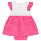 Baby Girls Pink and White Broderie Anglaise Dress, 1, hi-res