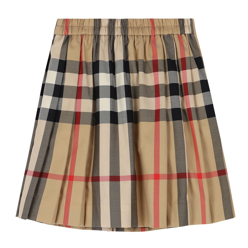 Girls Beige Checkered Skirt, 1, hi-res image number null