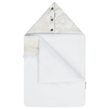 Baby Girls White & Beige Embellished Logo Nest