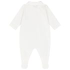 Baby Girls White & Pink Cotton Logo Babygrow, 3, hi-res