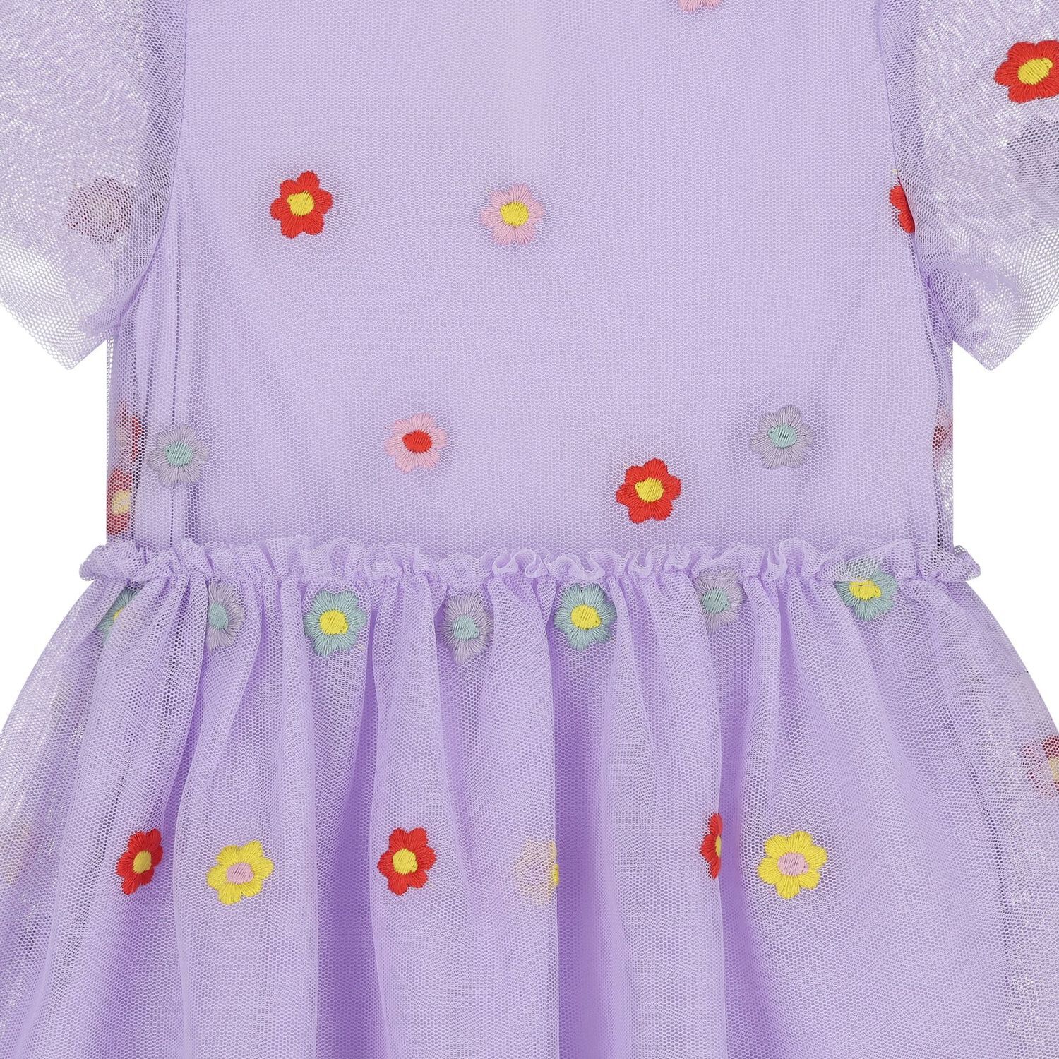 Younger Girls Purple Flower Dress, 1, hi-res