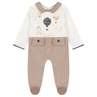 Baby Boys Ivory & Beige Balloon Babygrow, 1, hi-res