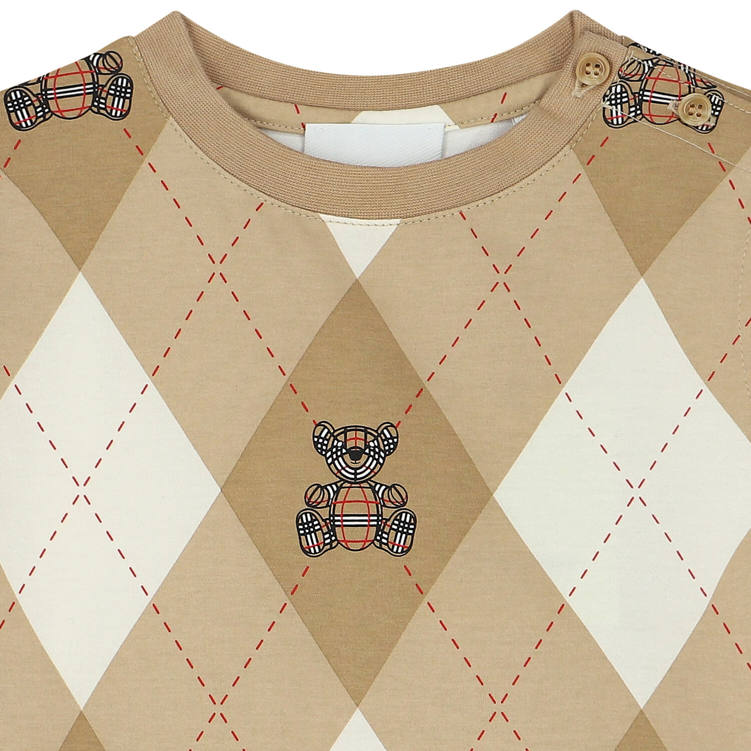 Beige Argyle Check T-Shirt, 1, hi-res