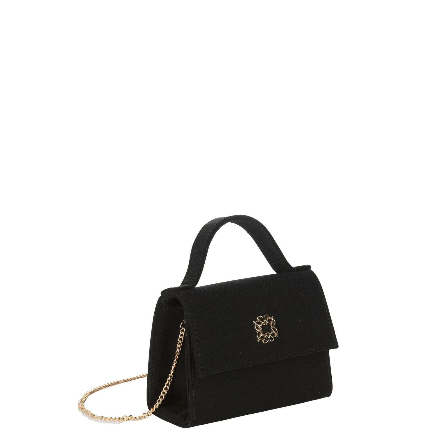 Girls Black Satin Handbag, 2, hi-res
