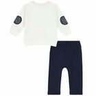 Younger Boys Ivory Top & Blue Trousers Set, 1, hi-res