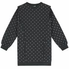 Girls Grey Dots Sweatshirt Dress, 1, hi-res