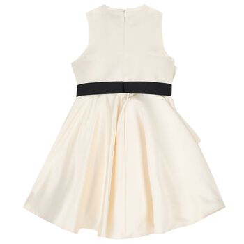Girls Ivory Crystal Satin Ruffle Dress