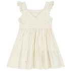 Girls Ivory & Gold Dress, 1, hi-res