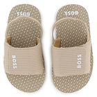 Boys Beige & Black Logo Sandals, 1, hi-res