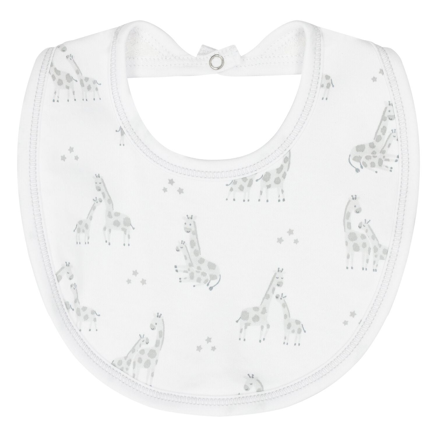 White & Grey Giraffe Baby Bib, 1, hi-res