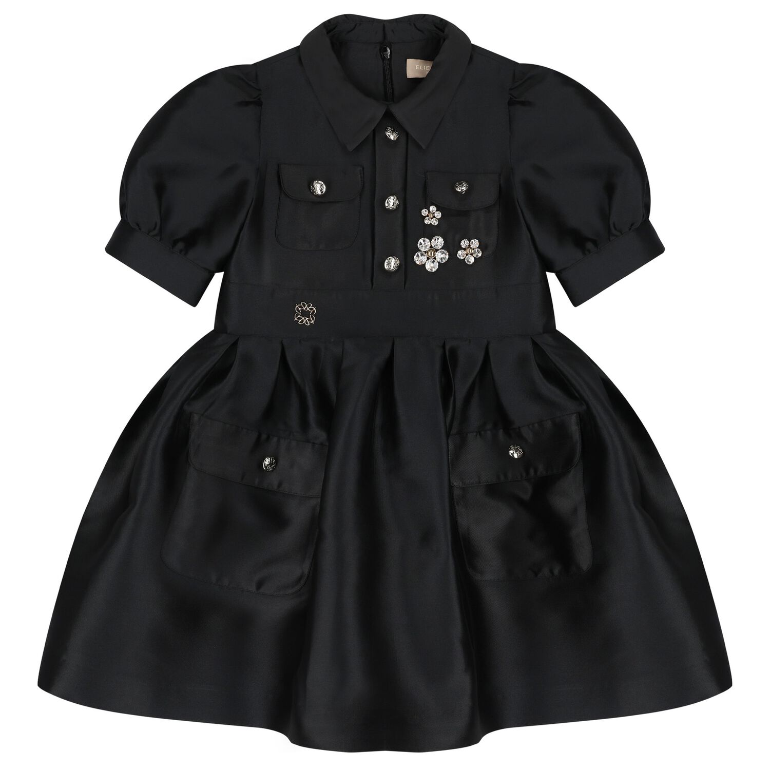 Girls Black Embellished Dress, 1, hi-res image number null