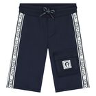 Younger Boys Navy Blue Logo Shorts, 1, hi-res