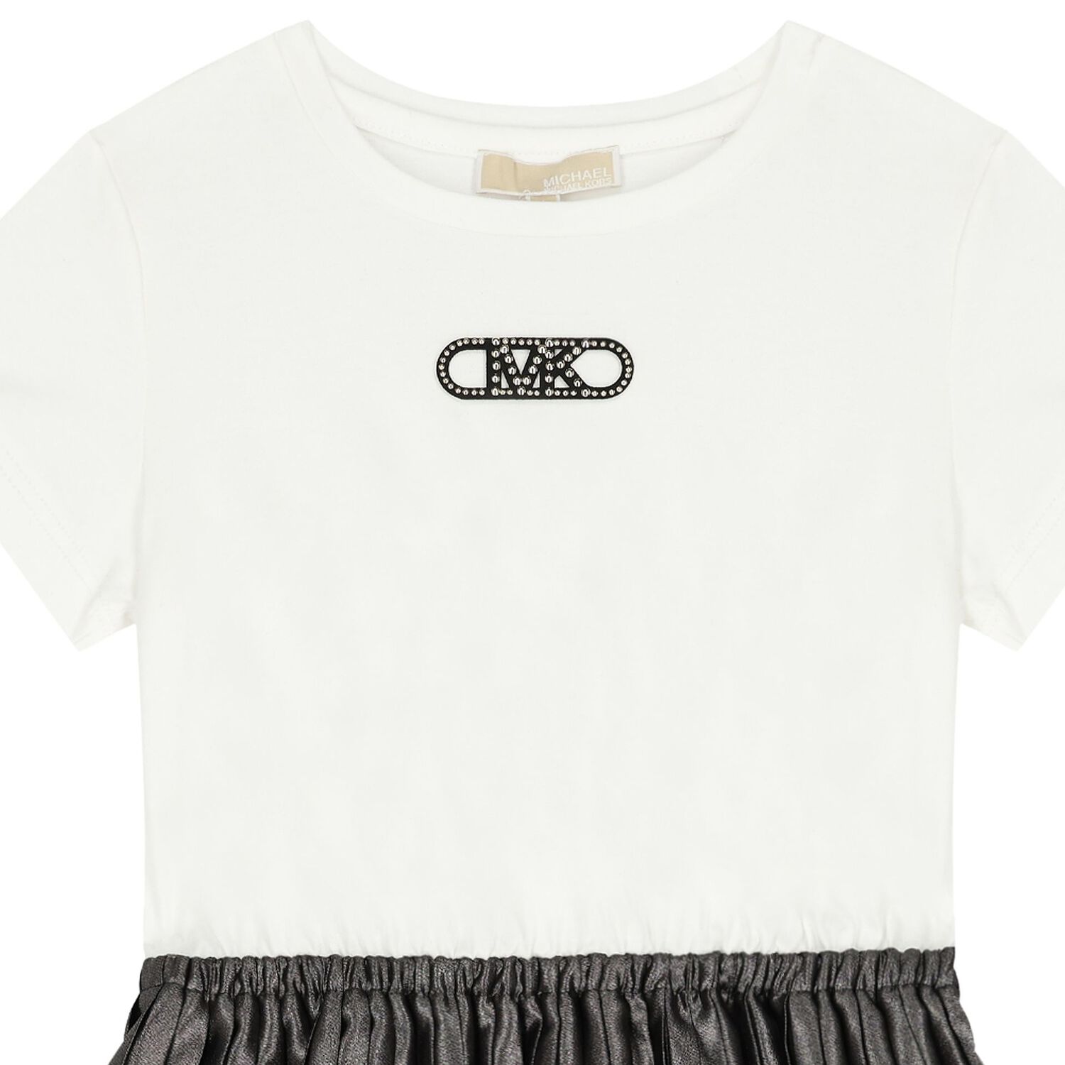 Girls Ivory & Grey Logo Dress, 1, hi-res