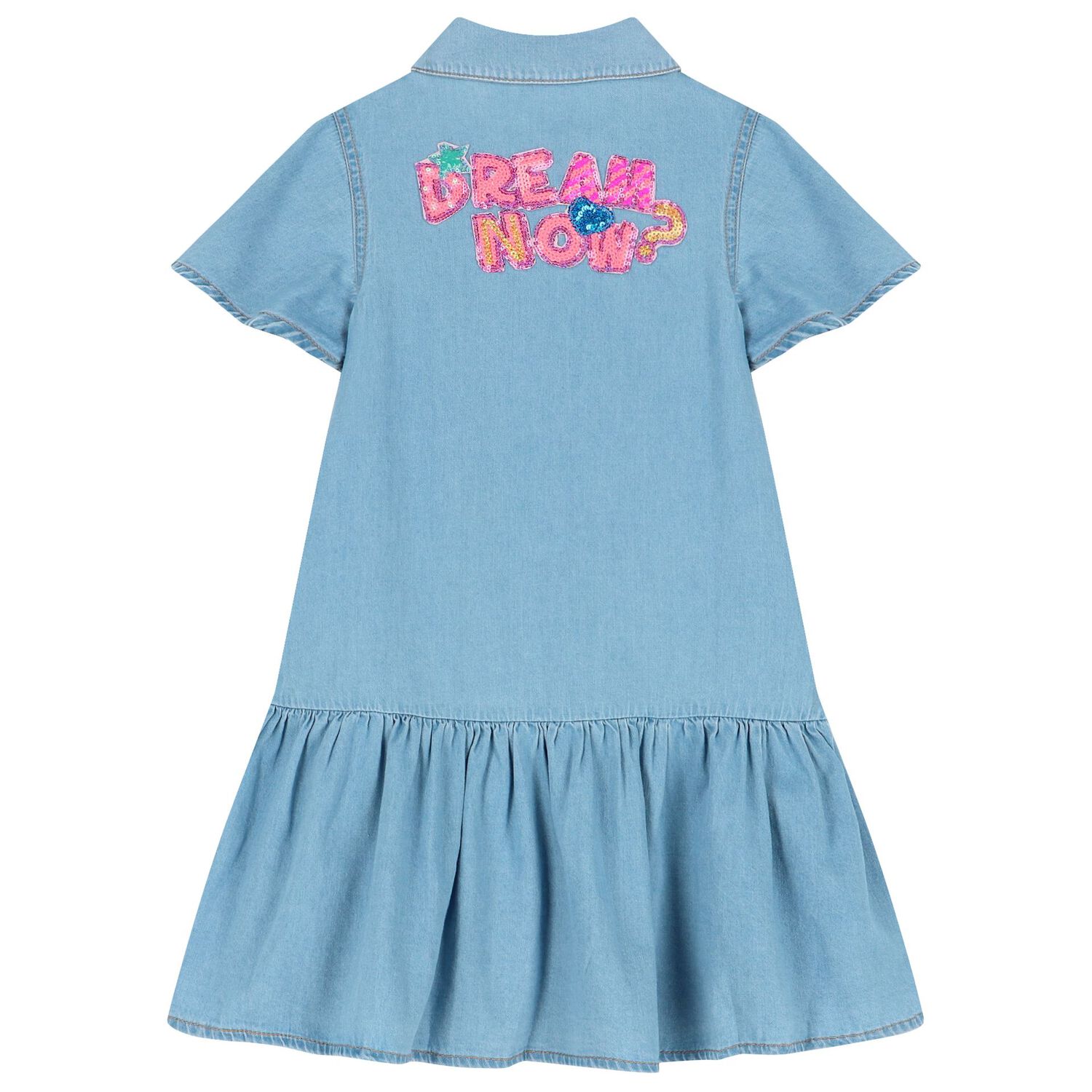 Girls Blue Denim Dress, 1, hi-res