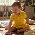 Baby Girls Yellow Logo Dress Set, 1, hi-res