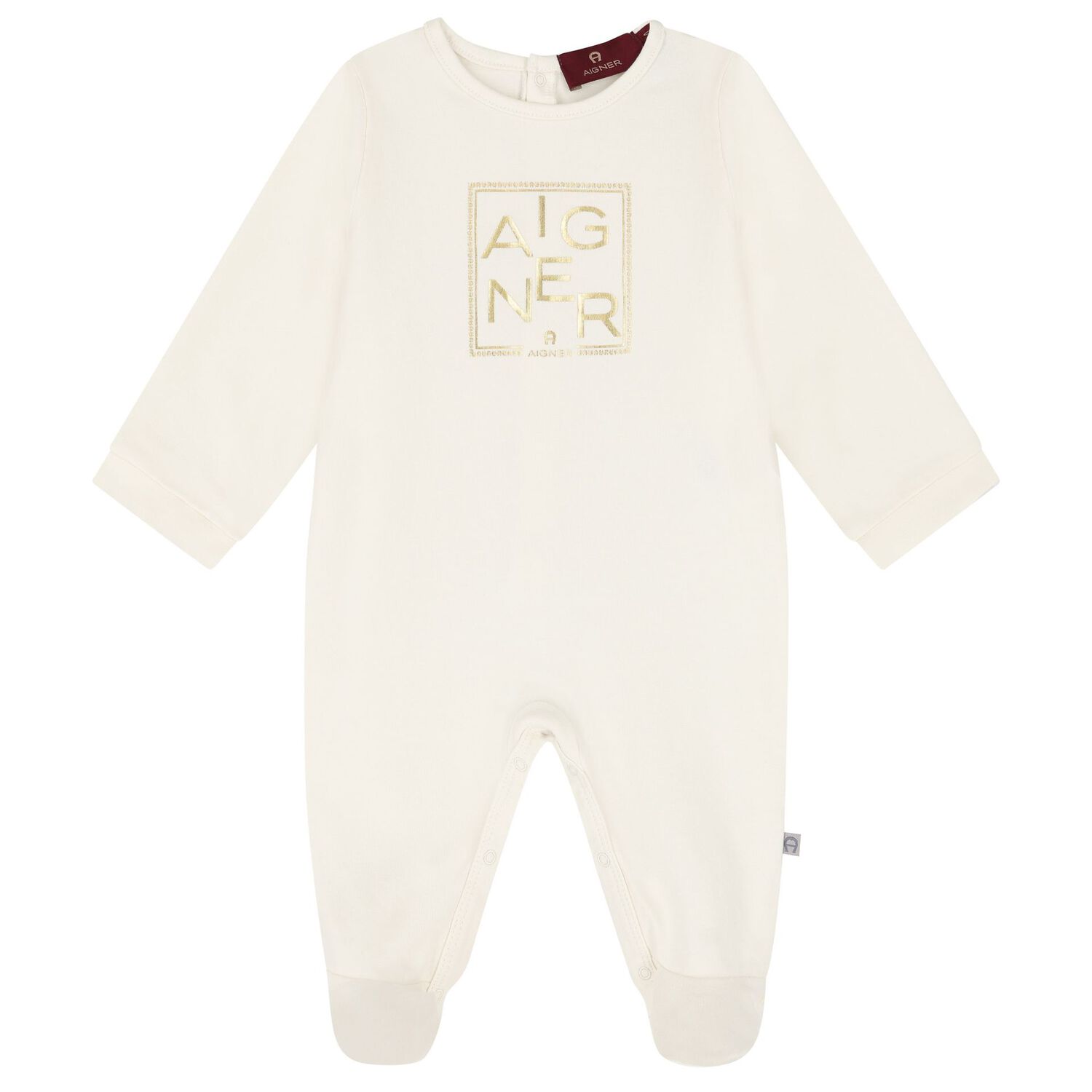 Ivory & Gold Logo Baygrow, Hat & Bib Gift Set, 1, hi-res