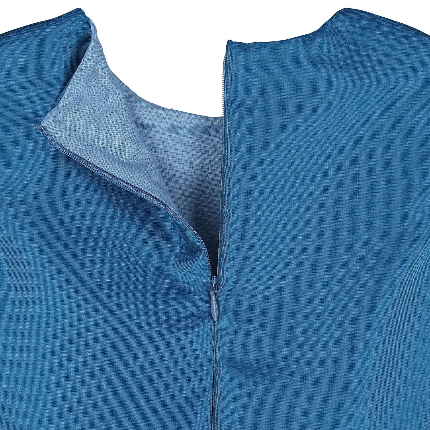 Girls Blue 3D Floral Satin Dress, 1, hi-res
