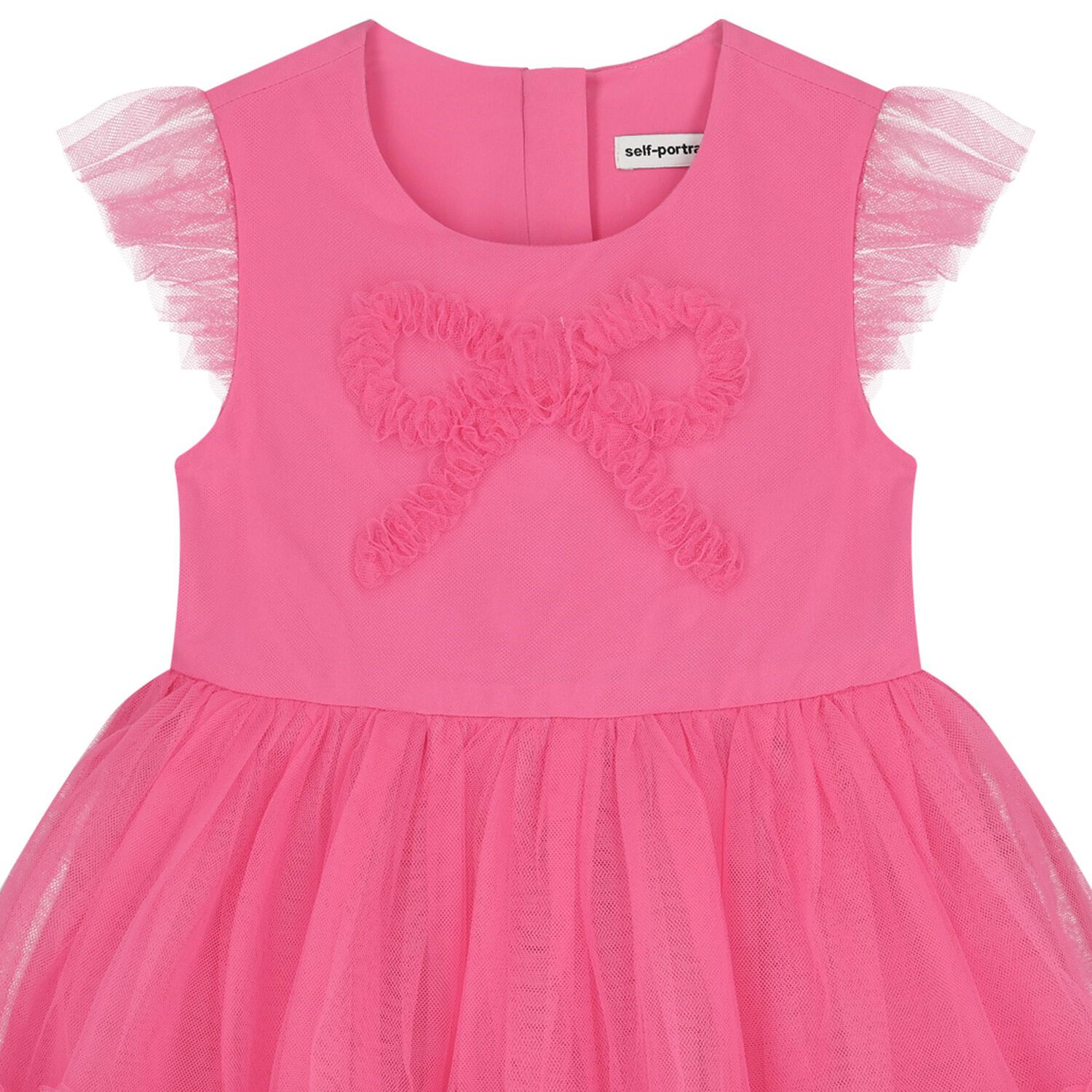 Girls Pink Bow Tulle Dress, 1, hi-res image number null