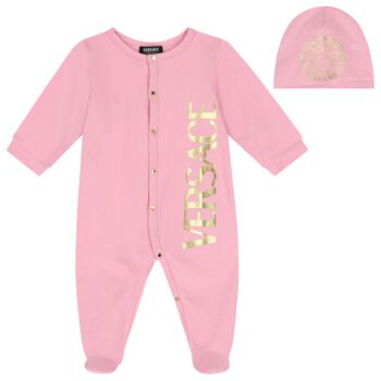 Baby Girls Pink Logo Babygrow Gift Set