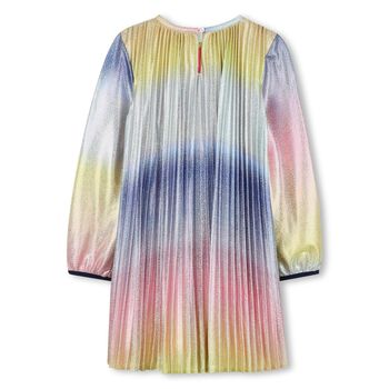 Girls Multi-Colured Satin Plissé Dress